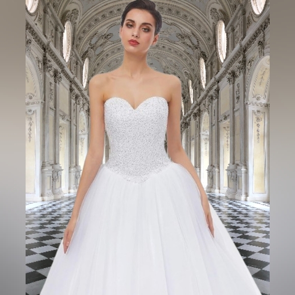 📣LikedPage 👑Elegant 👰 Ivory Strapless Formal Wedding Gown 💃NWOTags Size 4️⃣ - Picture 3 of 9